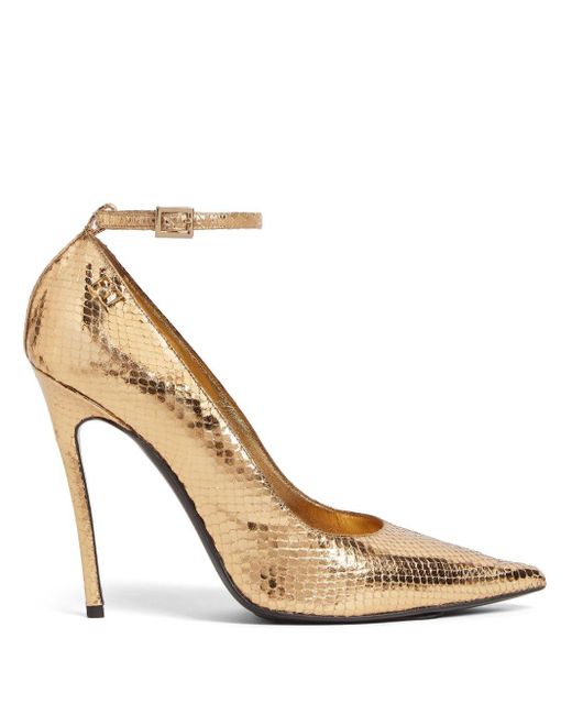 DSquared² Metallic Snakeskin-Effect Leather Pumps