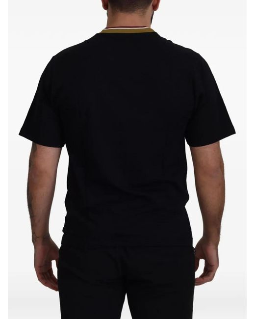 Dolce & Gabbana Black Embroidered Cotton T-Shirt for men