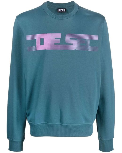 DIESEL Blue S-Ginn-E3 Graphic Sweatshirt for men