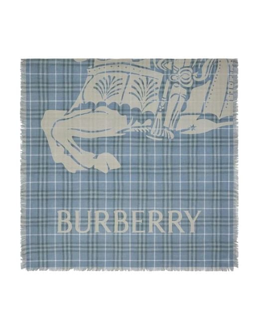 Burberry Blue Signature Knight Motif Scarf