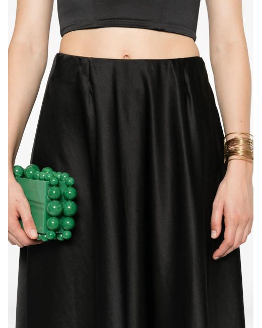Forte_forte Black Satin A-Line Skirt