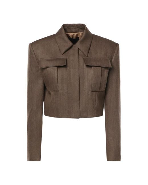 Dondup Brown Patch-Pocket Cropped Jacket