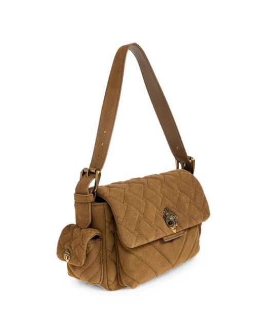 Kurt Geiger Brown Kensington Quilted Suede Shoulder Bag