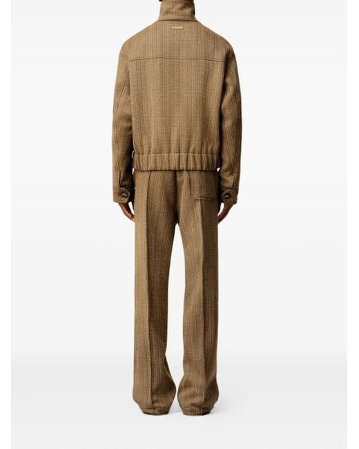 AMI Brown Herringbone Harrington Wool Jacket
