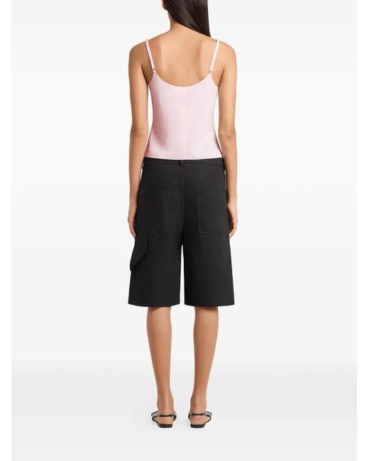 Courreges Pink Cropped Tank Top With Adjustable Spaghetti Straps