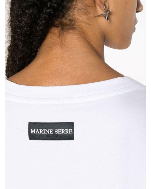 Marine Serre Logo print Organic Cotton T shirt in White   Lyst