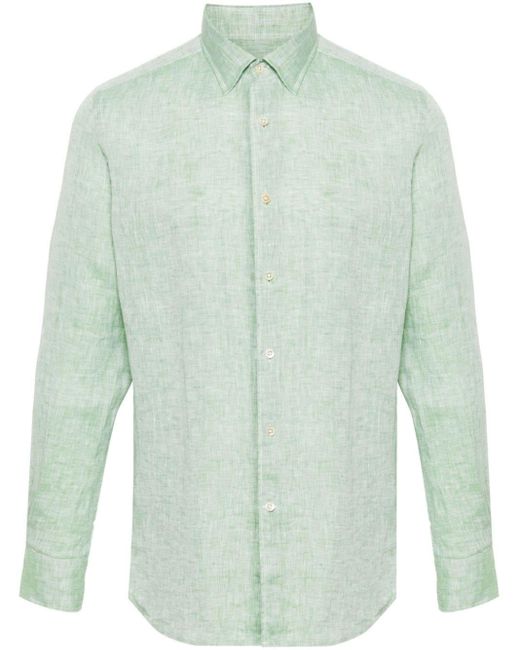Glanshirt Green Long-sleeve Linen Shirt for men