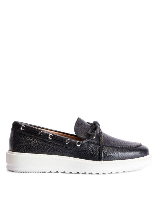 Giuseppe Zanotti Gray Alfred Grained-leather Boat Shoes for men