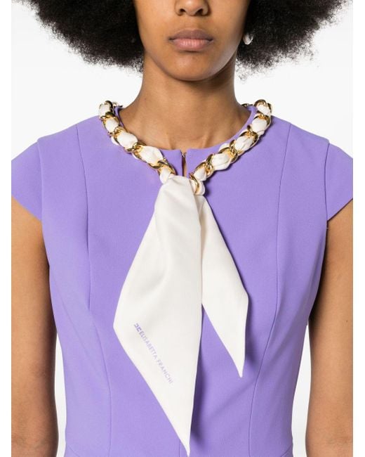 Elisabetta Franchi Purple Scarf-embellished Mini Dress