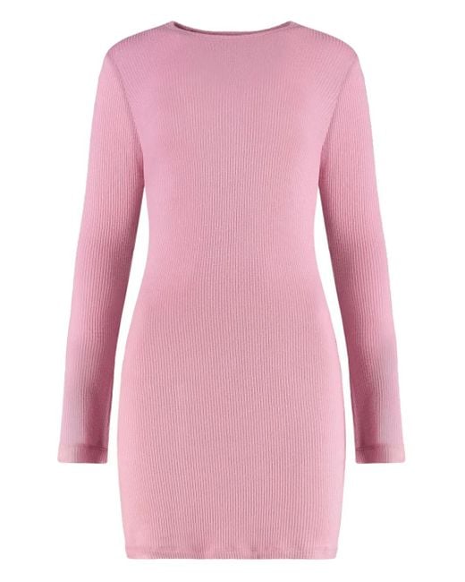 SABLYN Pink Kelly Ribbed Long-Sleeve Mini Dress