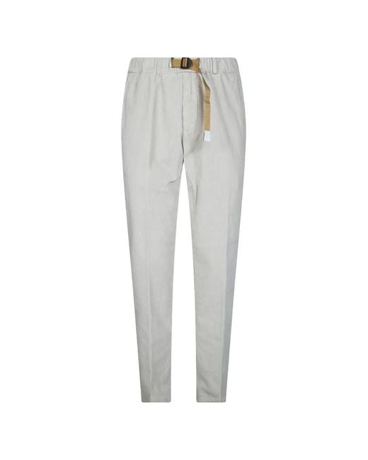 White Sand Gray Belted Corduroy Trousers for men