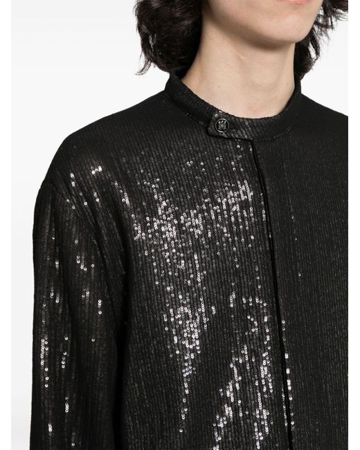 メンズ Amiri Sequin-embellished Long-sleeve Shirt Black
