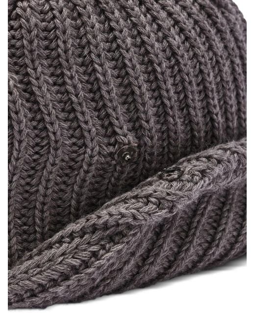 Needles Gray Ribbed-Knit Butterfly Beanie for men