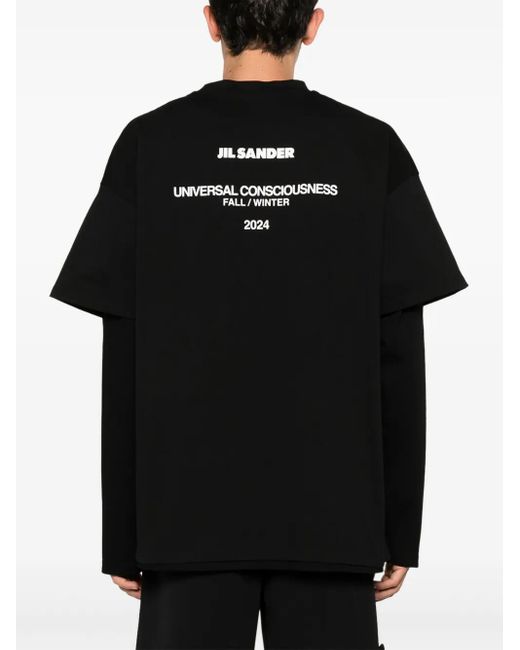 Jil Sander Black Logo-Print Layered T-Shirt for men