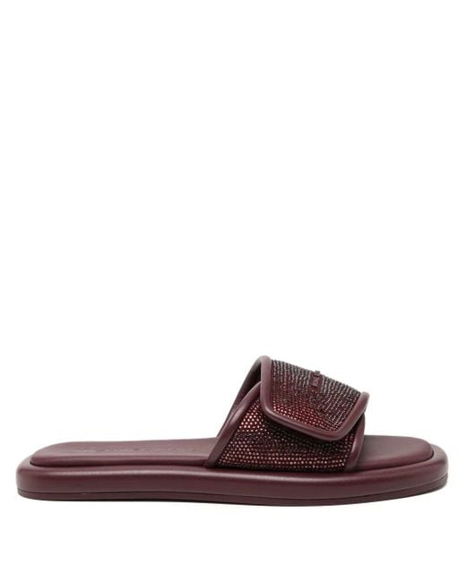 Michael Kors Brown Suki Embellished Slide Sandals