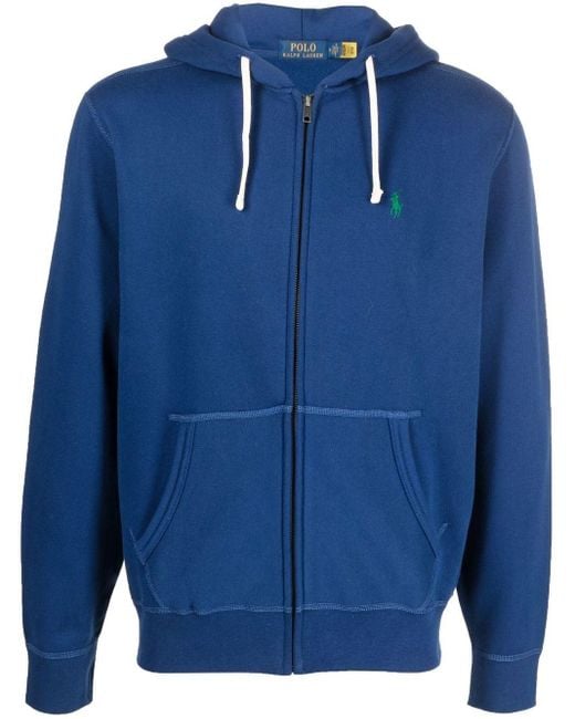 Polo Ralph Lauren Cotton Zip-up Drawstring Hoodie in Blue for Men | Lyst UK
