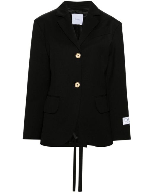 Patou Black Single-breasted Belted Blazer