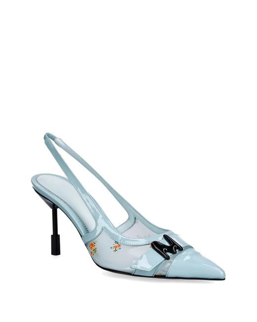 MSGM White Floral Buckle Pumps