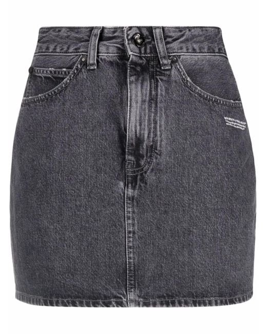 Off-White c/o Virgil Abloh Gray Logo-print Denim Skirt