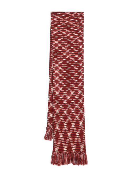 Missoni Red Intarsia-knit Wool Scarf