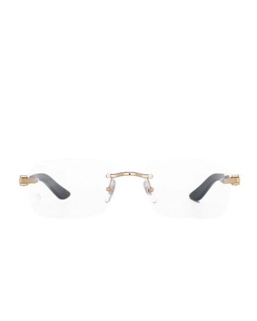 Cartier White Logo-Plaque Rectangle-Frame Glasses