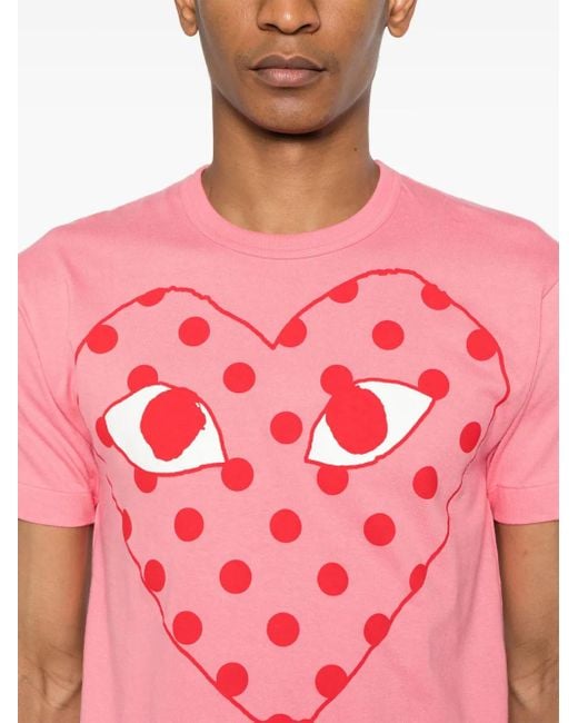 COMME DES GARÇONS PLAY Pink Heart-Print T-Shirt