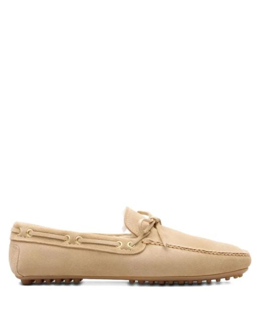 Car Shoe Natural Bow-Detailing Suede Loafers for men