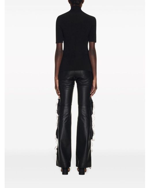 Off-White c/o Virgil Abloh Blue Lace-trim Leather Trousers