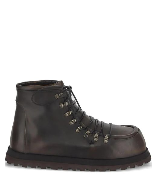 メンズ Marsèll レザー コンバットブーツ Black