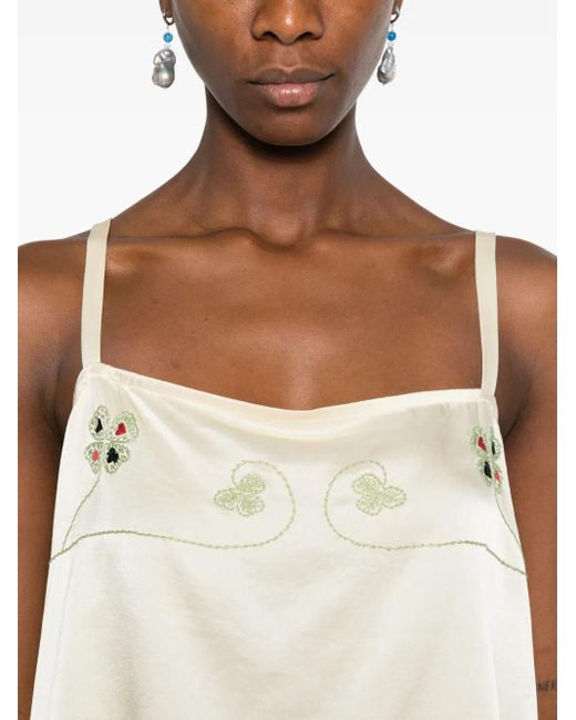 Bode Natural Floral-Embroidered Tank Top