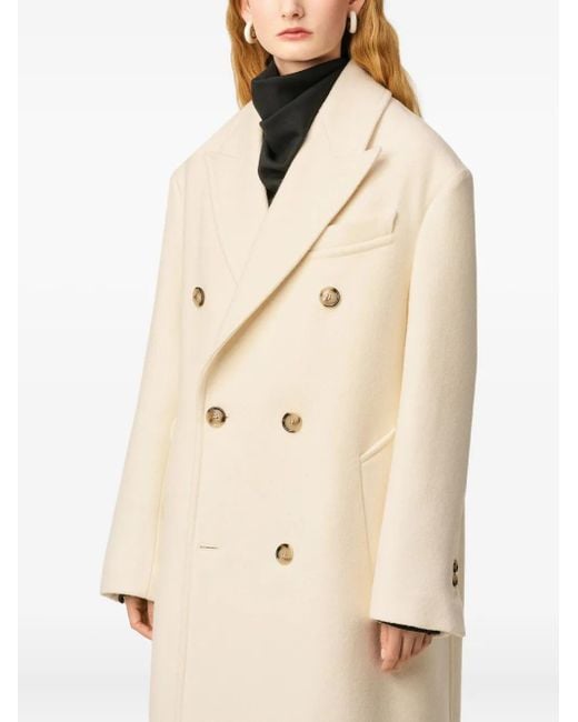 AMI Natural Long Double-Breasted Coat