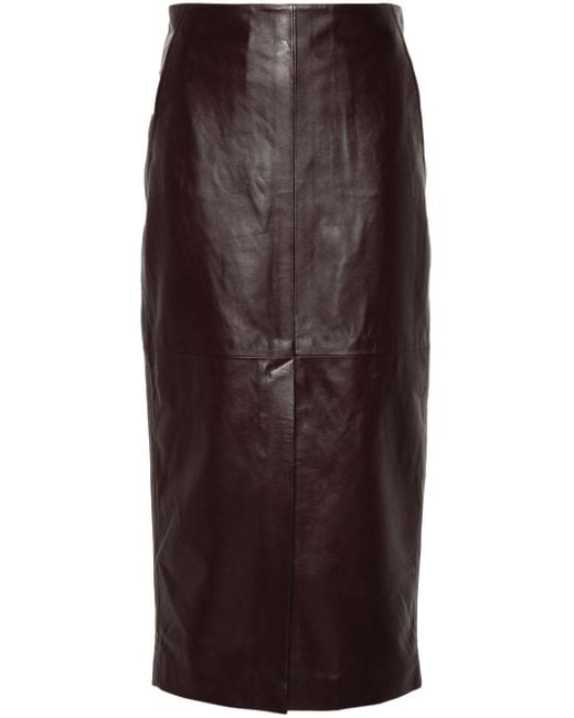 IRO Brown Nadia Leather Pencil Skirt