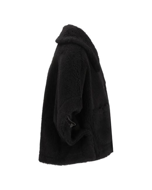 Max Mara Black Teddy Button-Down Cape