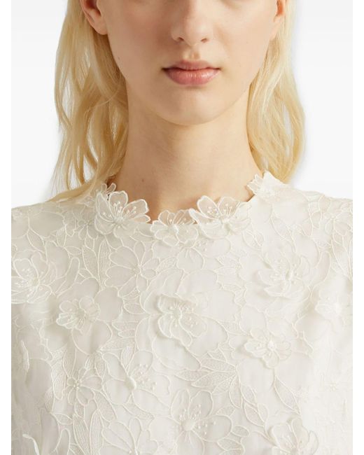 Erdem White Alvaro Floral-cutwork Silk-organza Gown