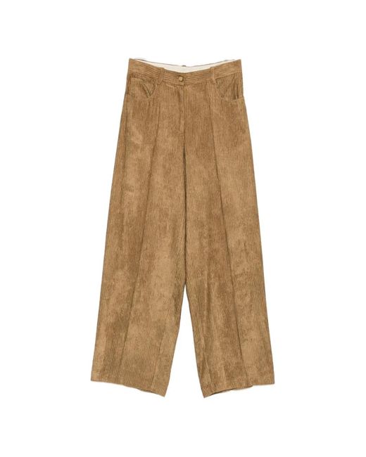Alysi Natural Belt-Loop Corduroy Trousers