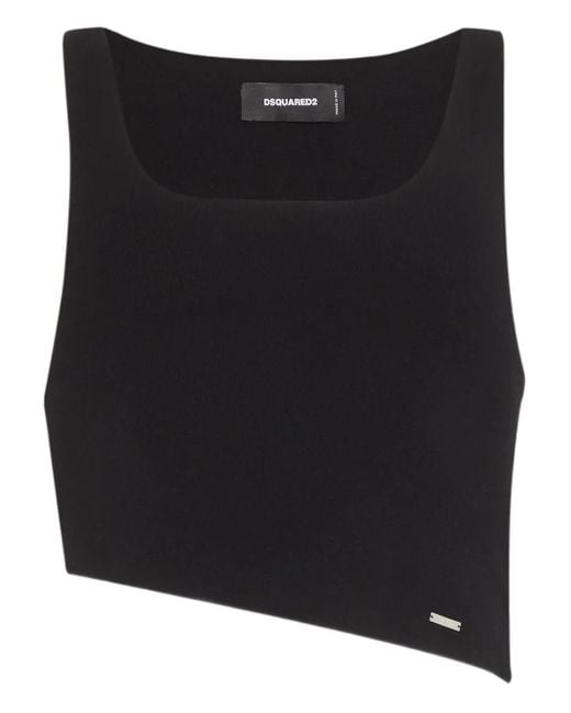 DSquared² Black Asymmetric Crop Top for men