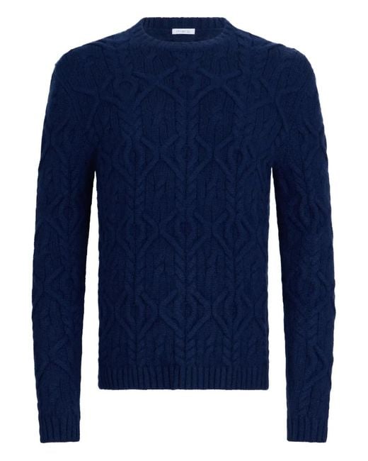 Malo Blue Cable-Knit Sweater for men