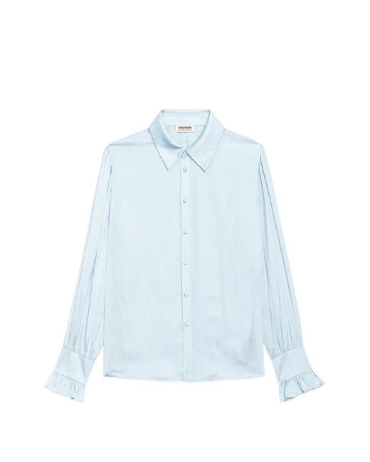 Zadig & Voltaire Blue Thely Long-Sleeve Satin Shirt