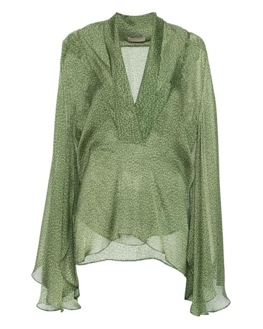 Elie Saab シルクブラウス Green