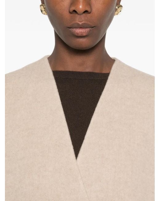 Ruohan Natural V-Neck Cocoon-Sleeve Coat