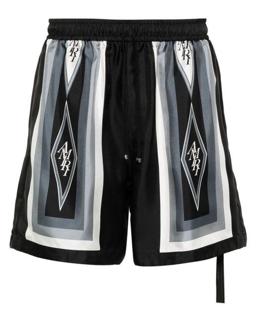 Amiri Black Diamond Silk Shorts for men
