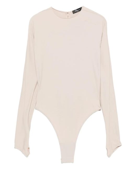 Mugler White Long-Sleeve Thumb-Holes Bodysuit