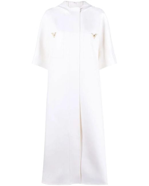 Valentino Garavani White Vgold Hooded Cape