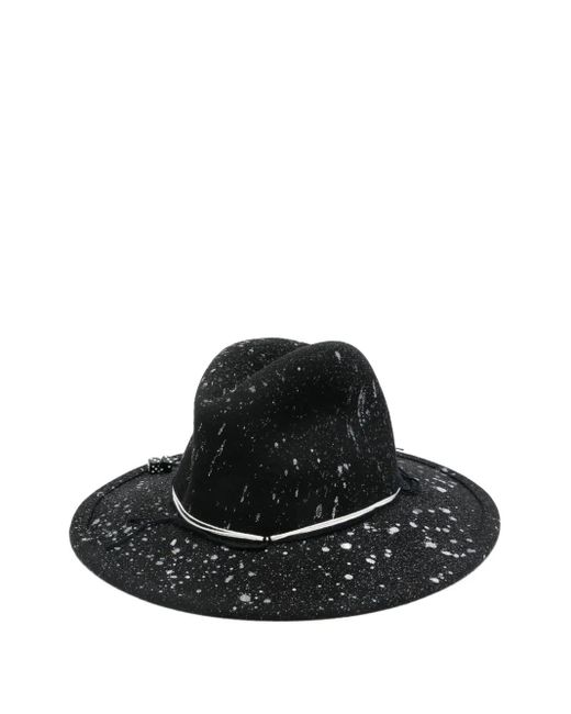 Yesey Black Splatter-Print Fedora Hat