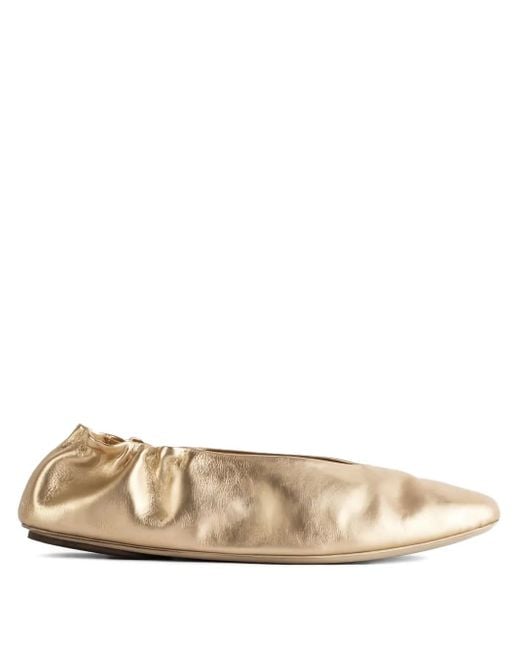 Marsèll Natural Strascico Elastic-Trim Leather Ballet Flats