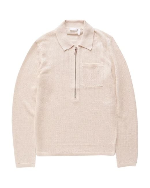 Helmut Lang Natural Zip Long-Sleeve Polo Sweater for men