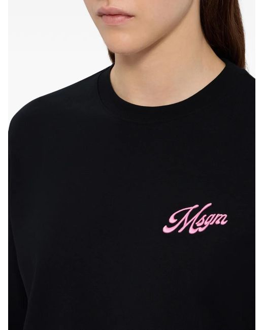 MSGM Black Chemise À Broderies