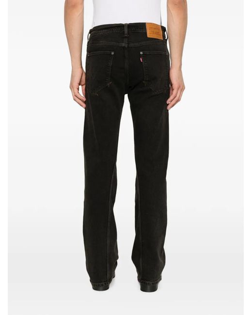 Levi's Black Logo-Patch Straight-Leg Jeans for men