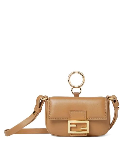 Fendi Baguette Charm Mini-Schoudertas in het Natural