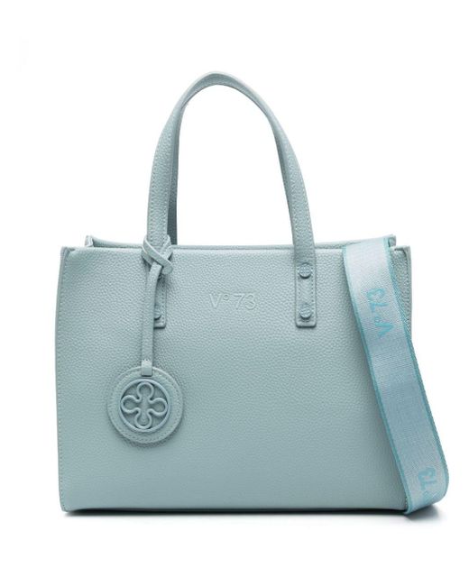V73 Blue Elara Logo-lettering Tote Bag